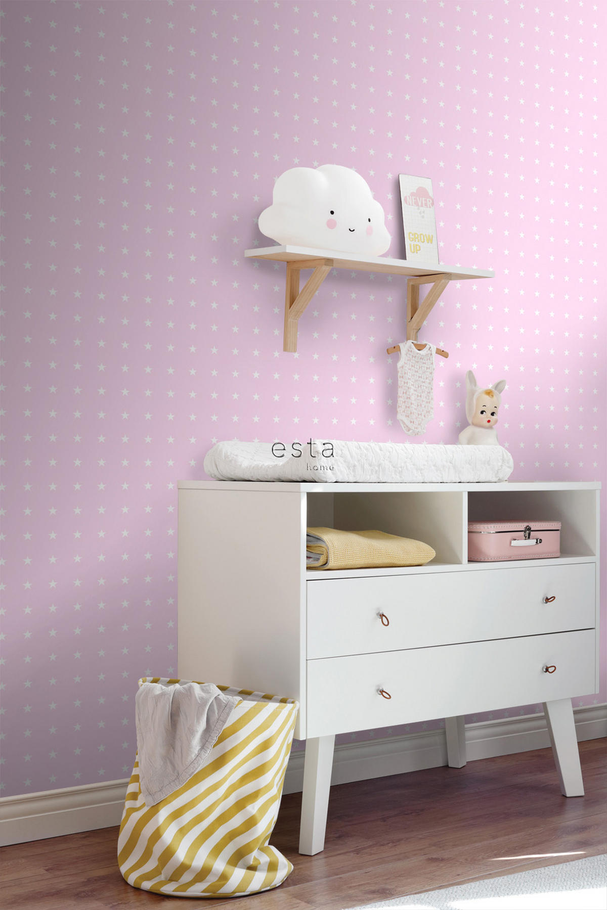 TAPETE Sterne 53 cm x 10.05 m - Pink, Papier (53/0.1cm) - ESTAhome