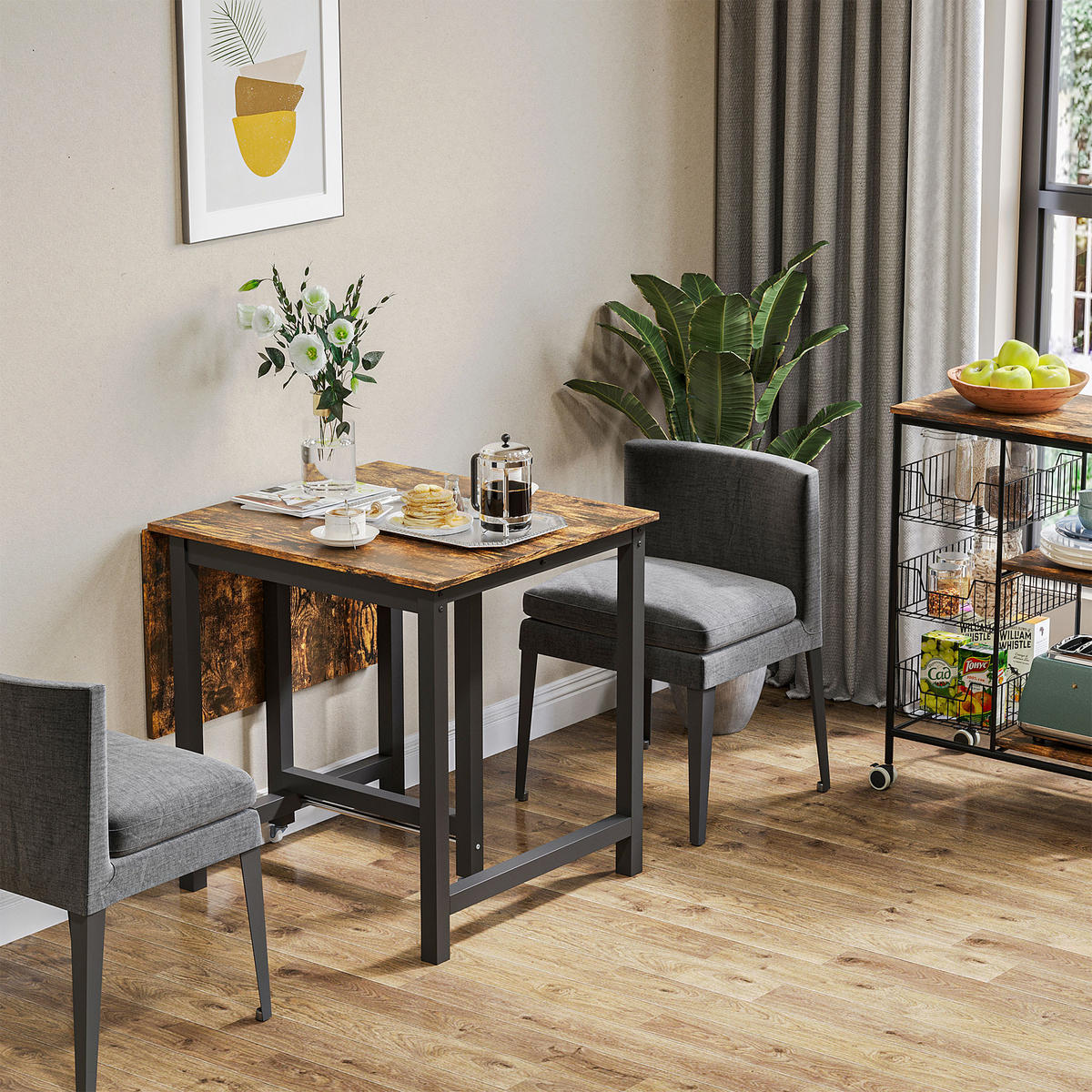 ESSTISCH ausziehbar, mit Rollen - Braun, Metall (118/70/76.5cm) - HOMCOM