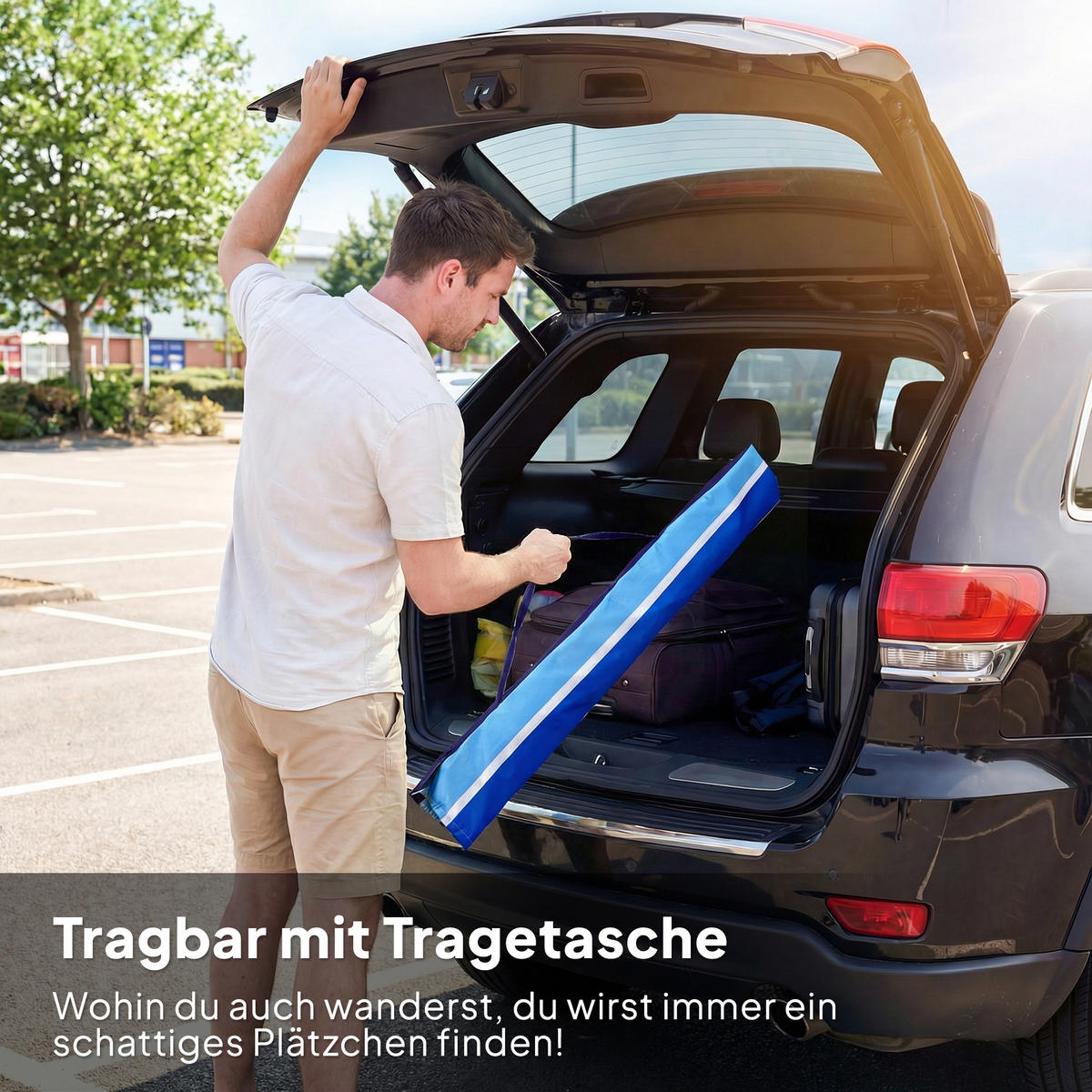 STRANDSCHIRM DE-05609 Mit klappbarem Tisch & Getränkehalter Mehrfarbig - Multicolor, Textil/Metall (198/198cm) - ComfortXL