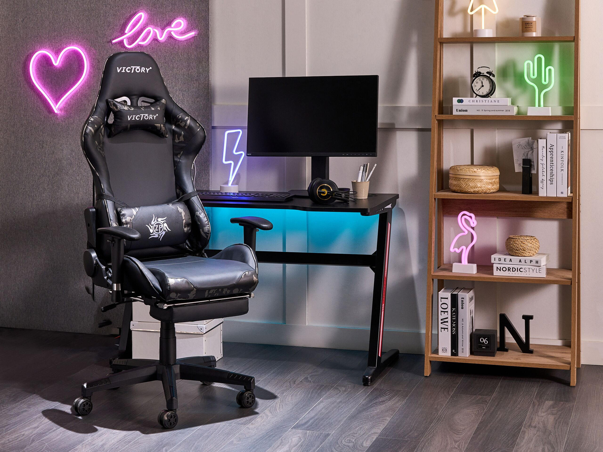 BÜROSTUHL Kunstleder Schwarz/Grau Victory - Schwarz, Kunststoff/Textil (55/124/60cm) - Beliani