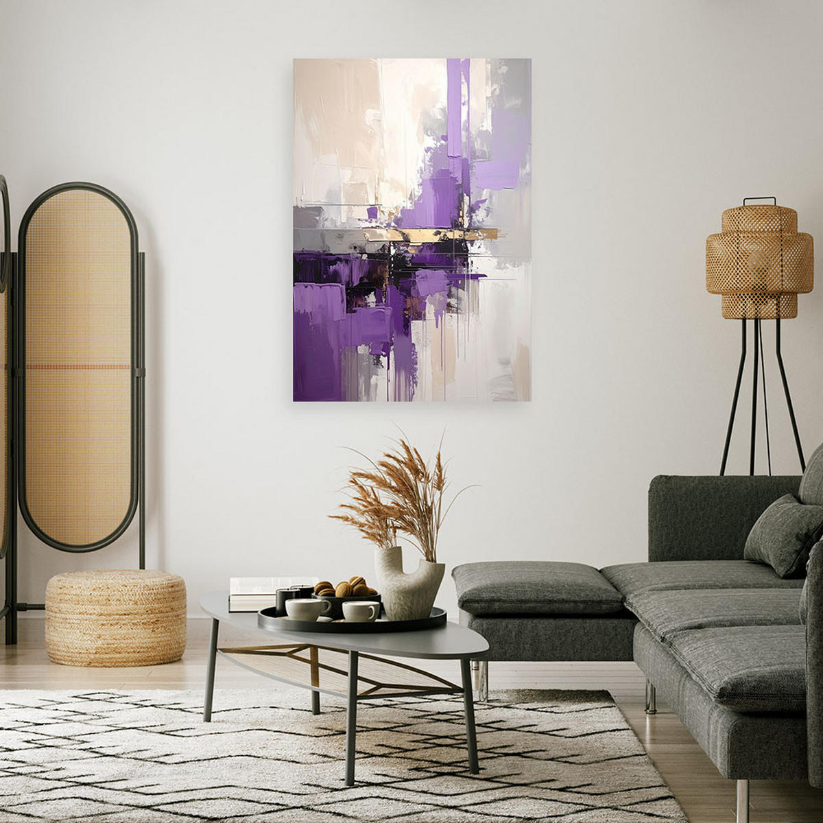WANDBILD, Violette Abstrakt - Lila, Textil (40/60cm) - Feeby
