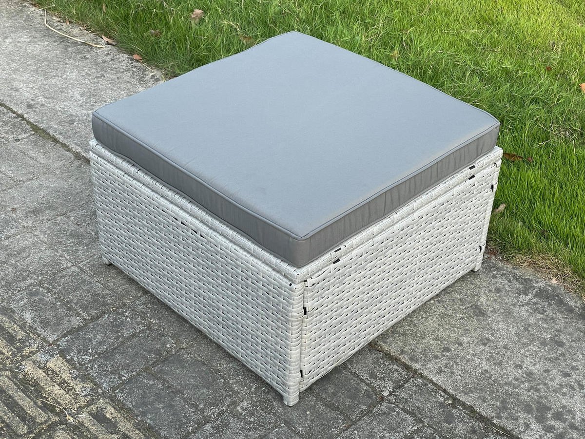 GARTENMÖBEL SET Polyrattan Helles Grau 7-Sitzer - Hellgrau, Metall - Fimous
