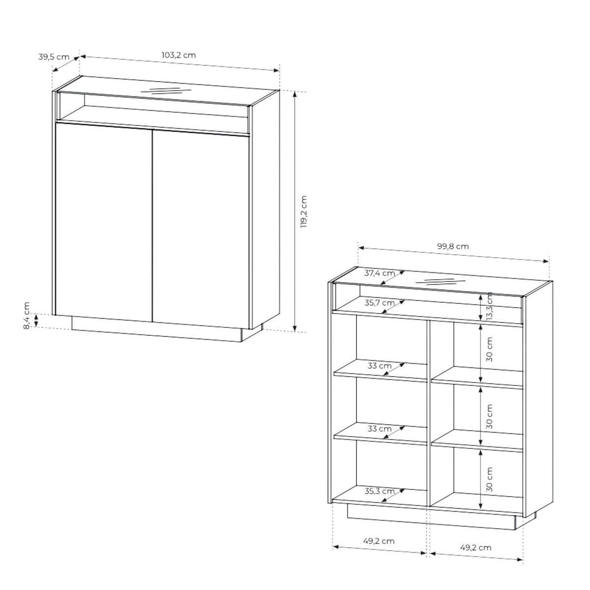 KOMMODE: Kakao + Cremona-Eiche, 103,2 x 119,2 x 39,5 cm - Braun, Holzwerkstoff (103.2/119.2/39.5cm) - 3XE LIVING