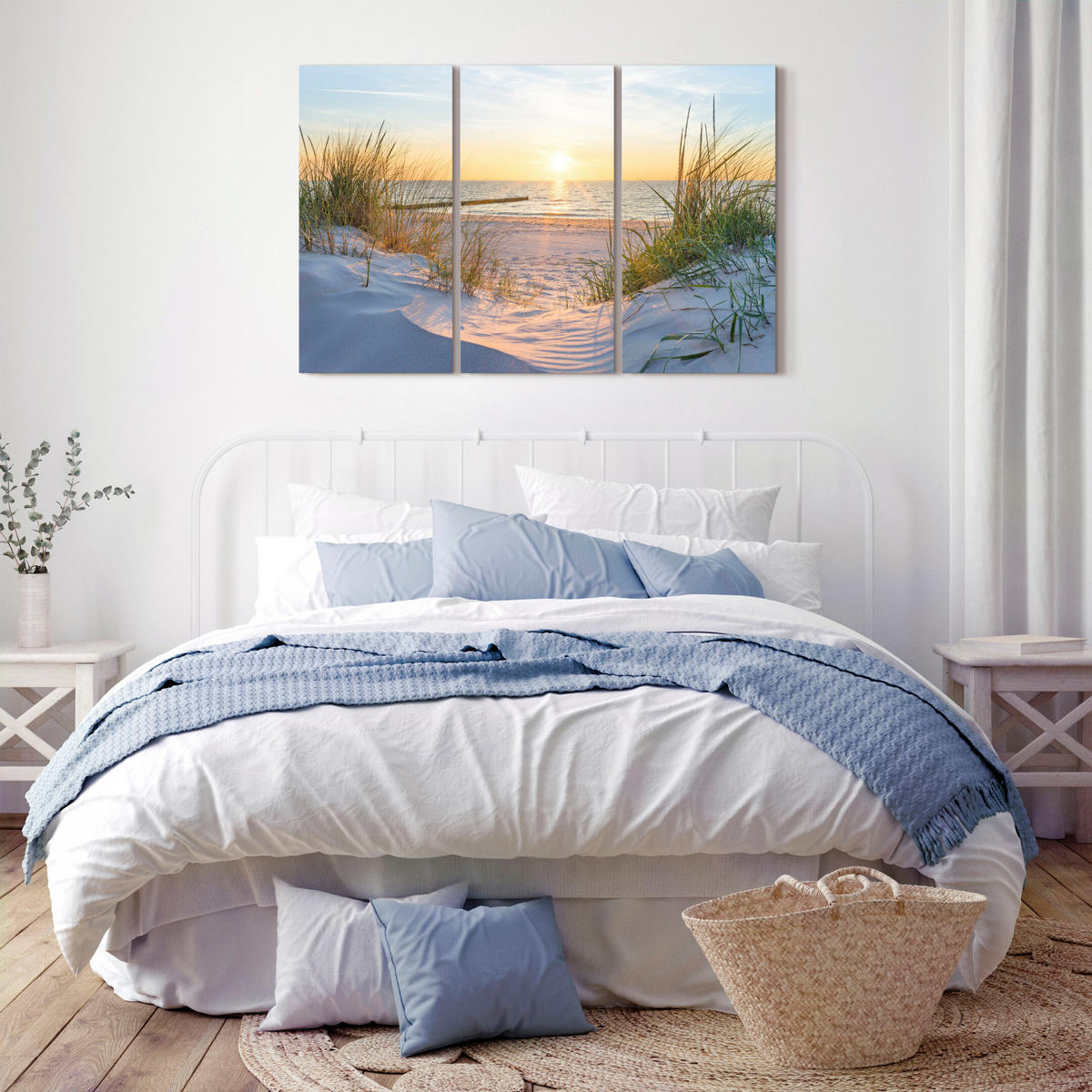 LEINWANDBILD Strand 3-tlg. 90x60 cm - Multicolor, Holz (90/60cm) - LUMASOUL