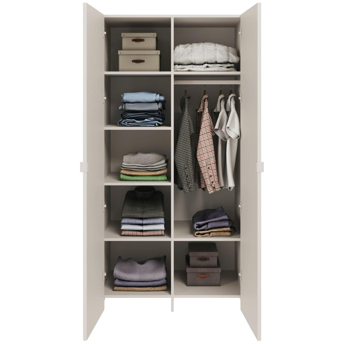 KLEIDERSCHRANK Arkadia Kaschmirgrau mit Spiegel 100 cm - Taupe, Holzwerkstoff (100/200/53cm) - Selsey