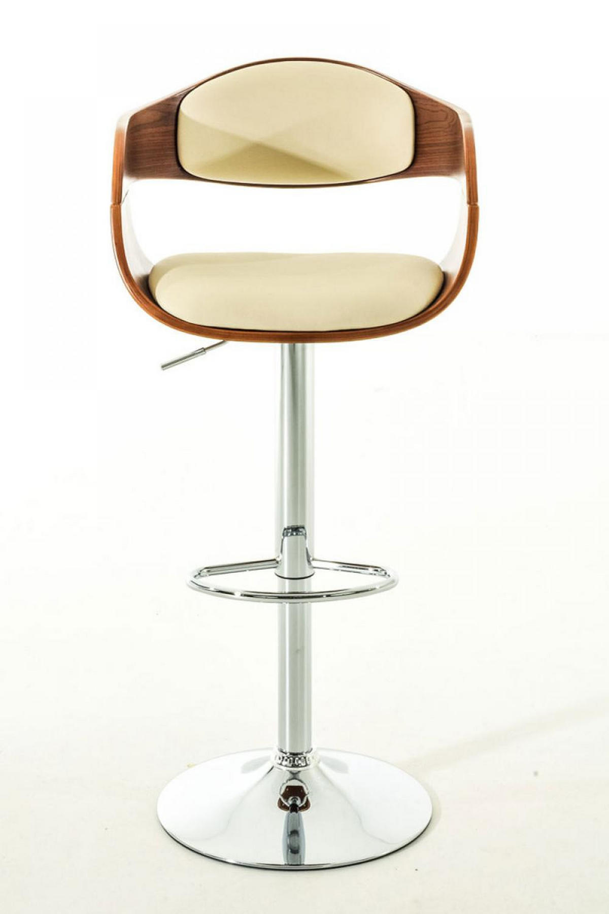 BARHOCKER 2er Set Lederlook walnuss/creme - Walnussfarben/Creme, Textil/Metall (50/88/48cm) - CLP