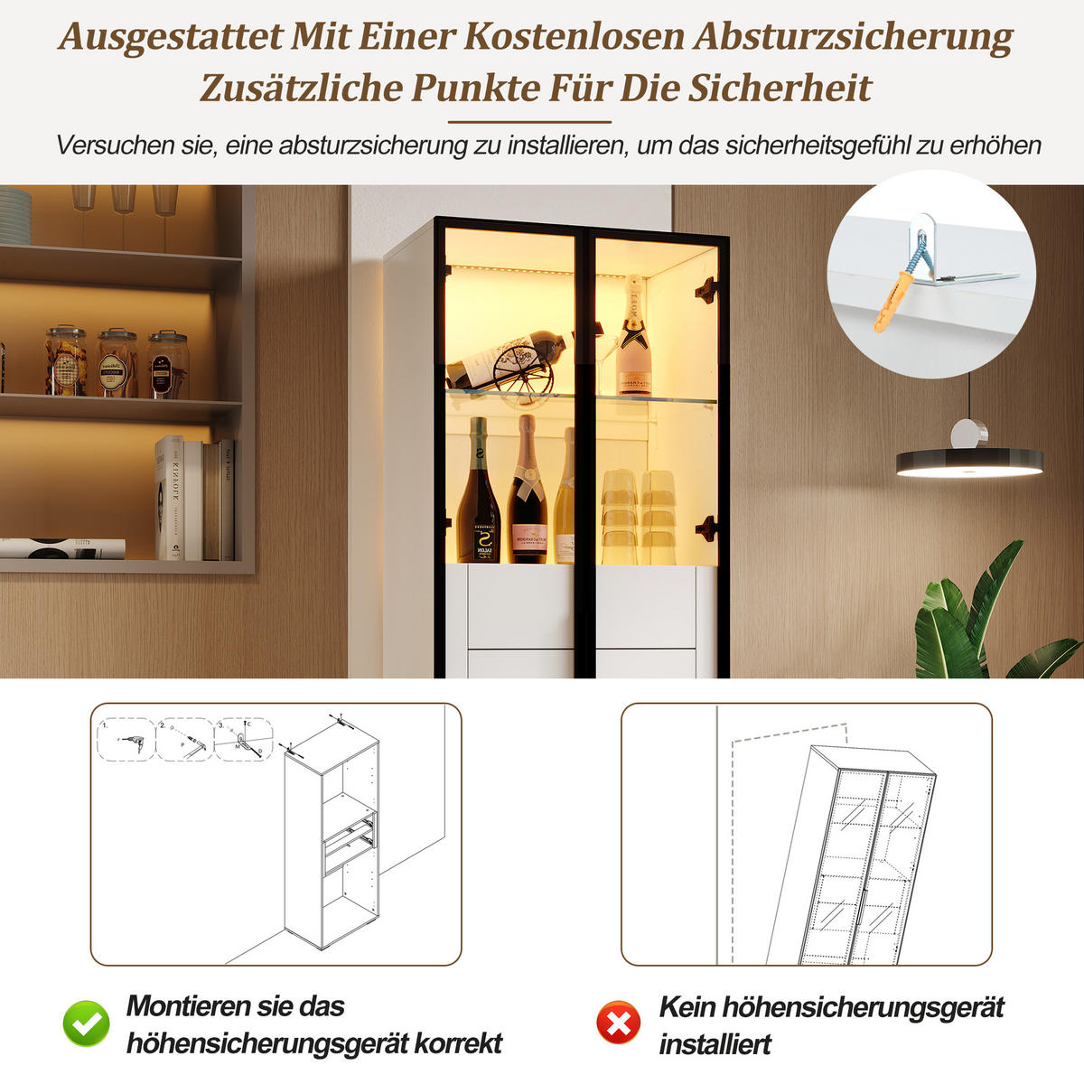 VITRINE LED Gehärtetes Glas 2 Glasböden 2 Schubladen Weiß - Multicolor, Glas (60/160/40cm) - FLIEKS