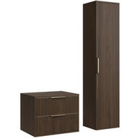 BADMÖBEL-SET Rimini 2 Teile Walnuss Braun - 60 x 46 x 46 cm - Walnussfarben/Braun, Holz (60/46/46cm) - Badplaats