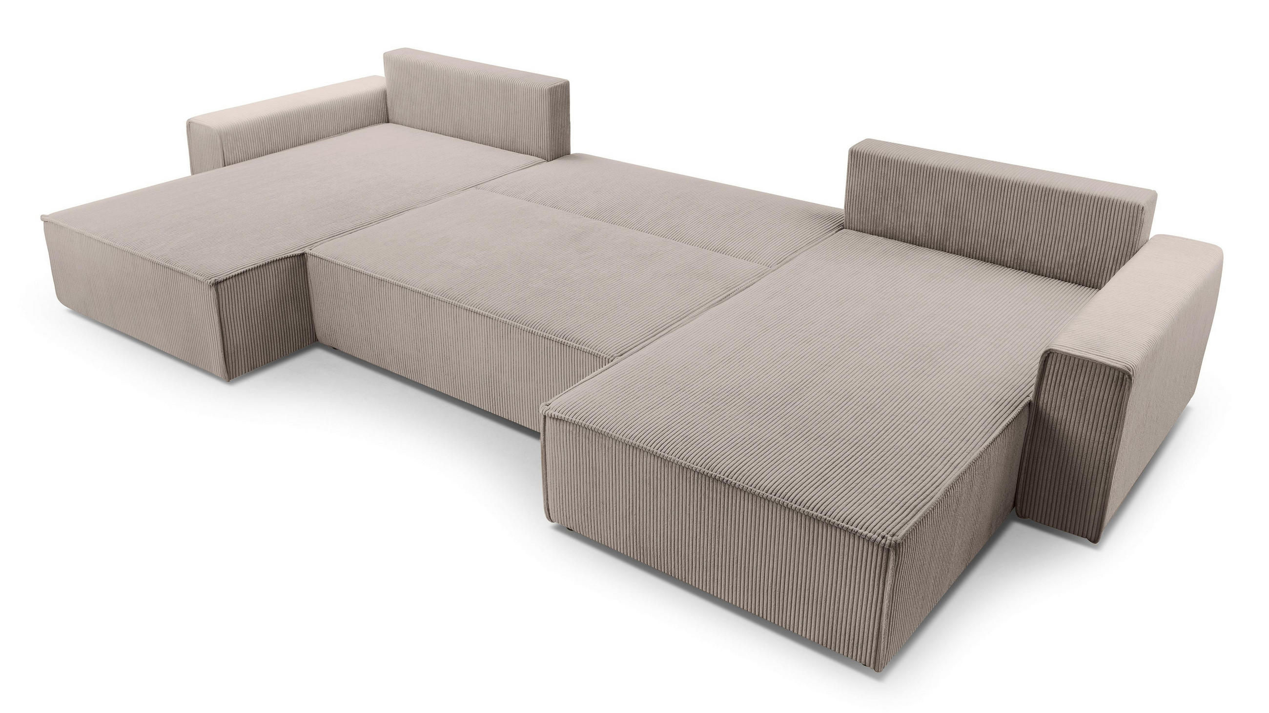 WOHNLANDSCHAFT Cedria Beige 389/145/85 cm mit Schlaffunktion - Beige/Schwarz, Kunststoff/Textil (389/85/145cm) - AX Living