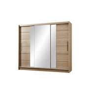 SCHWEBETÜRENSCHRANK KAYLE 250/215/61 cm 3-türig mit Spiegel Sonoma Eiche - Sonoma Eiche, Holzwerkstoff (250/215/61cm) - MASSENO