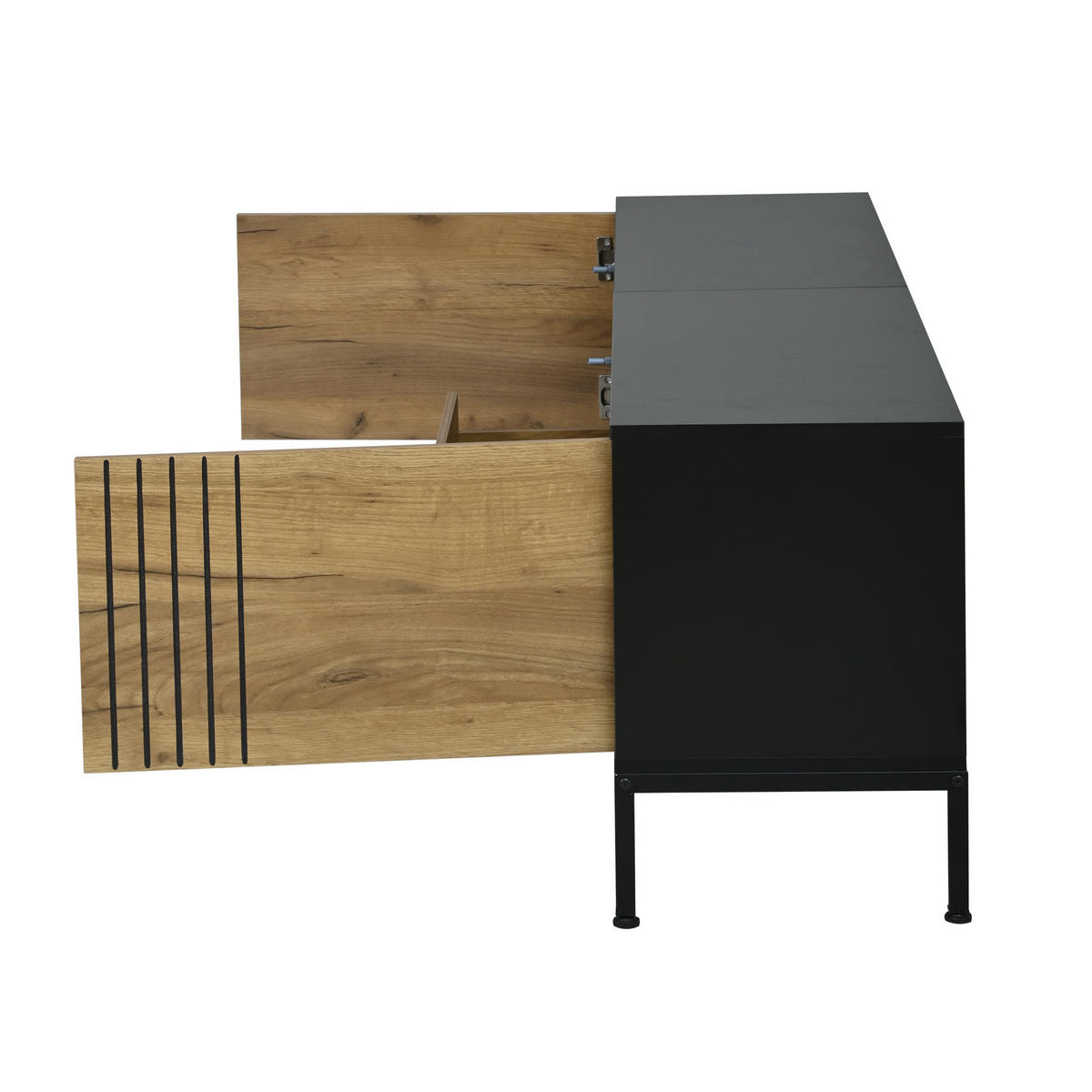 TV-LOWBOARD 170x35x50 cm 2 Schränke 1 Schublade Stauraum - Eichefarben, Holzwerkstoff (35/50/170cm) - FLIEKS