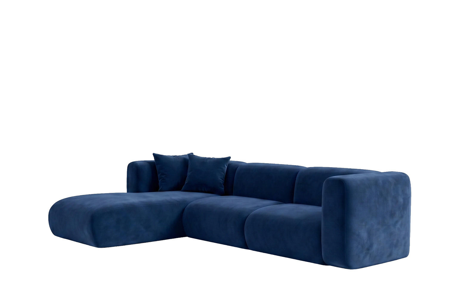 ECKSOFA L-Form, Velvet-Stoff Bluvel, Tintenblau, Links, GRETA - Blau, Holz (318/179cm) - Kaiser Möbel