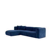 ECKSOFA L-Form, Velvet-Stoff Bluvel, Tintenblau, Links, GRETA - Blau, Holz (318/179cm) - Kaiser Möbel