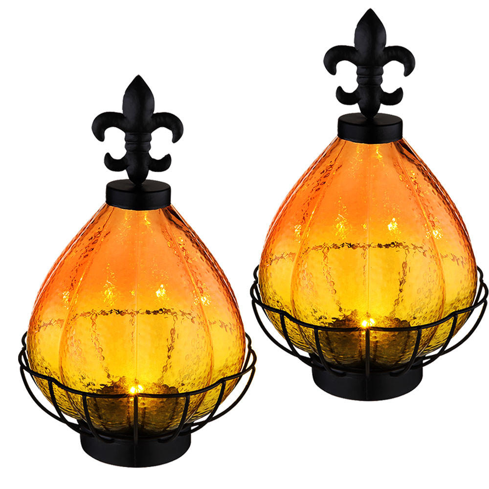 LED AUSSENLEUCHTE Metall Schwarz 2er Set - Schwarz, Glas (17/17/25cm) - Globo Lighting