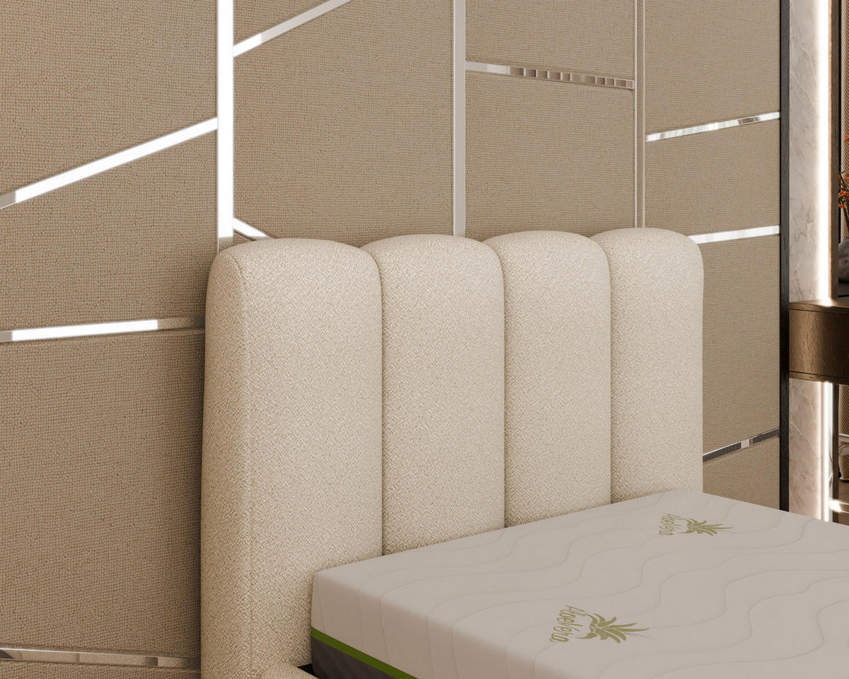 POLSTERBETT Zaira 100x200cm – Elegantes Polsterbett für modernen Wohnstil , ohne matratze, beige - Beige, Holz (100/200cm) - Homesy