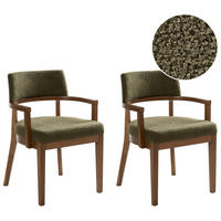 ESSZIMMERSTUHL 2er-Set Grün Dalbo - Dunkelbraun/Grün, Textil (59/82/56cm) - Beliani