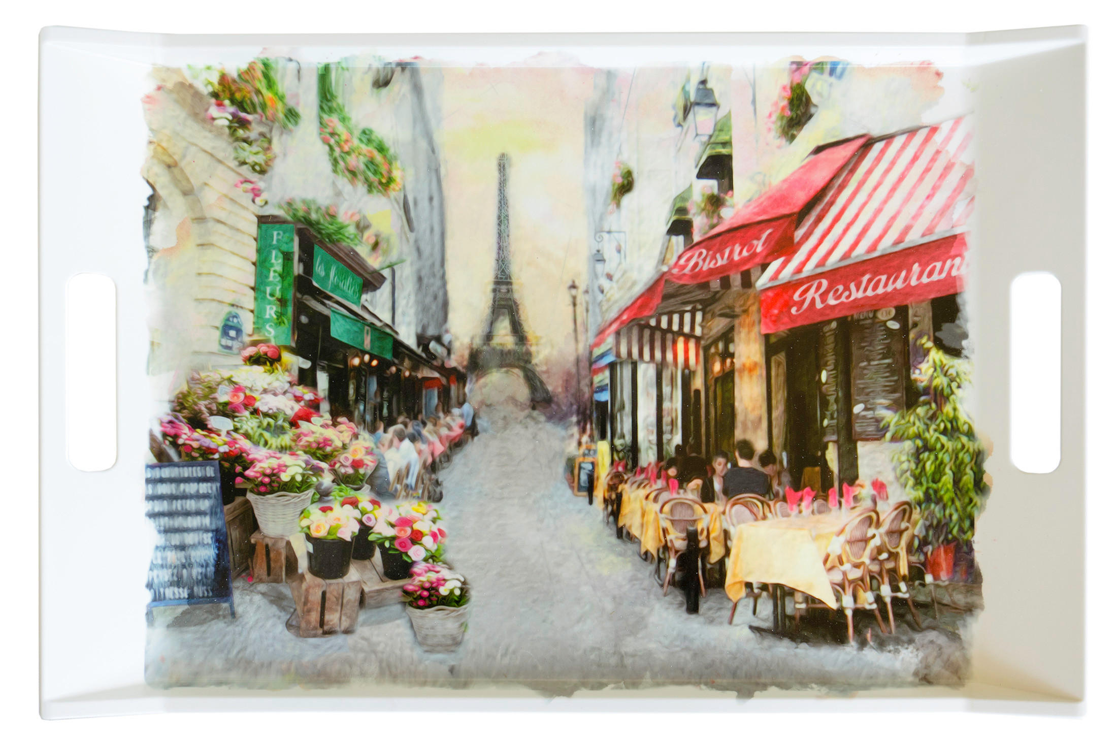 TABLETT Paris, rechteckige Serviertablett mit Griff 54x35 cm - Multicolor, Kunststoff (35/3/54cm) - Lashuma
