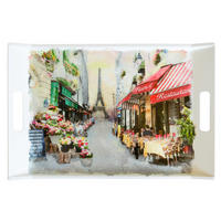 TABLETT Paris, rechteckige Serviertablett mit Griff 54x35 cm - Multicolor, Kunststoff (35/3/54cm) - Lashuma