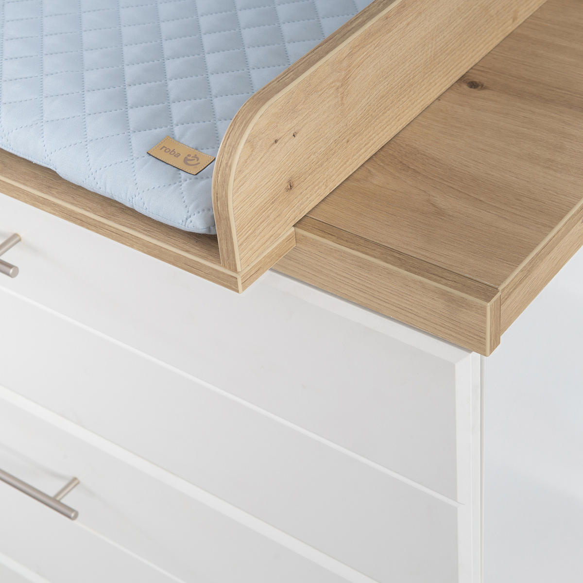 WICKELKOMMODE Nele - Silberfarben/Weiß, Holzwerkstoff/Metall (119/103/77.5cm) - Roba