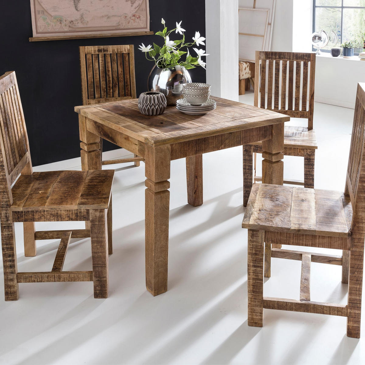 ESSTISCH Massivholz Quadratisch Landhausstil DIANA, Braun 80x80x76 cm - Braun, Holz (80/80/76cm) - KADIMA DESIGN