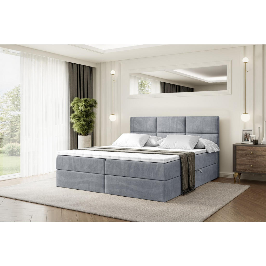 Thumbnail - Altdecor Boxbett, Grau, Holzwerkstoff, Höhe ca. 20 cm, 180x200 cm, Schlafzimmer, Betten, Boxspringbetten