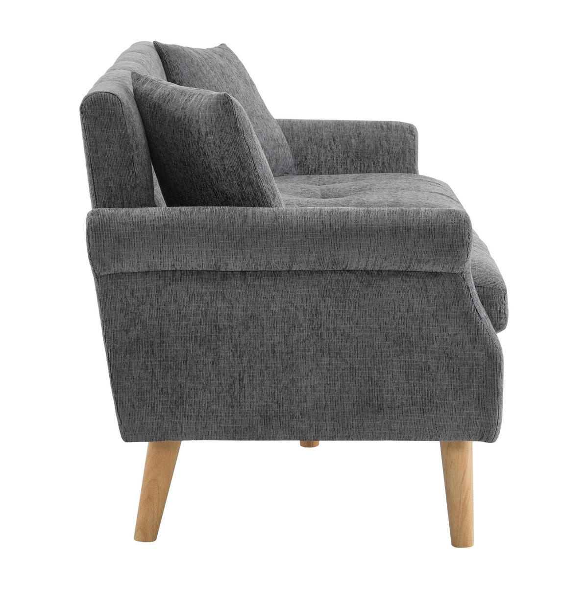 SOFA 2-Sitzer 162 x 74 x 77 cm Chenille Gray - Grau, Kunststoff (162/77/74cm) - Meubliv