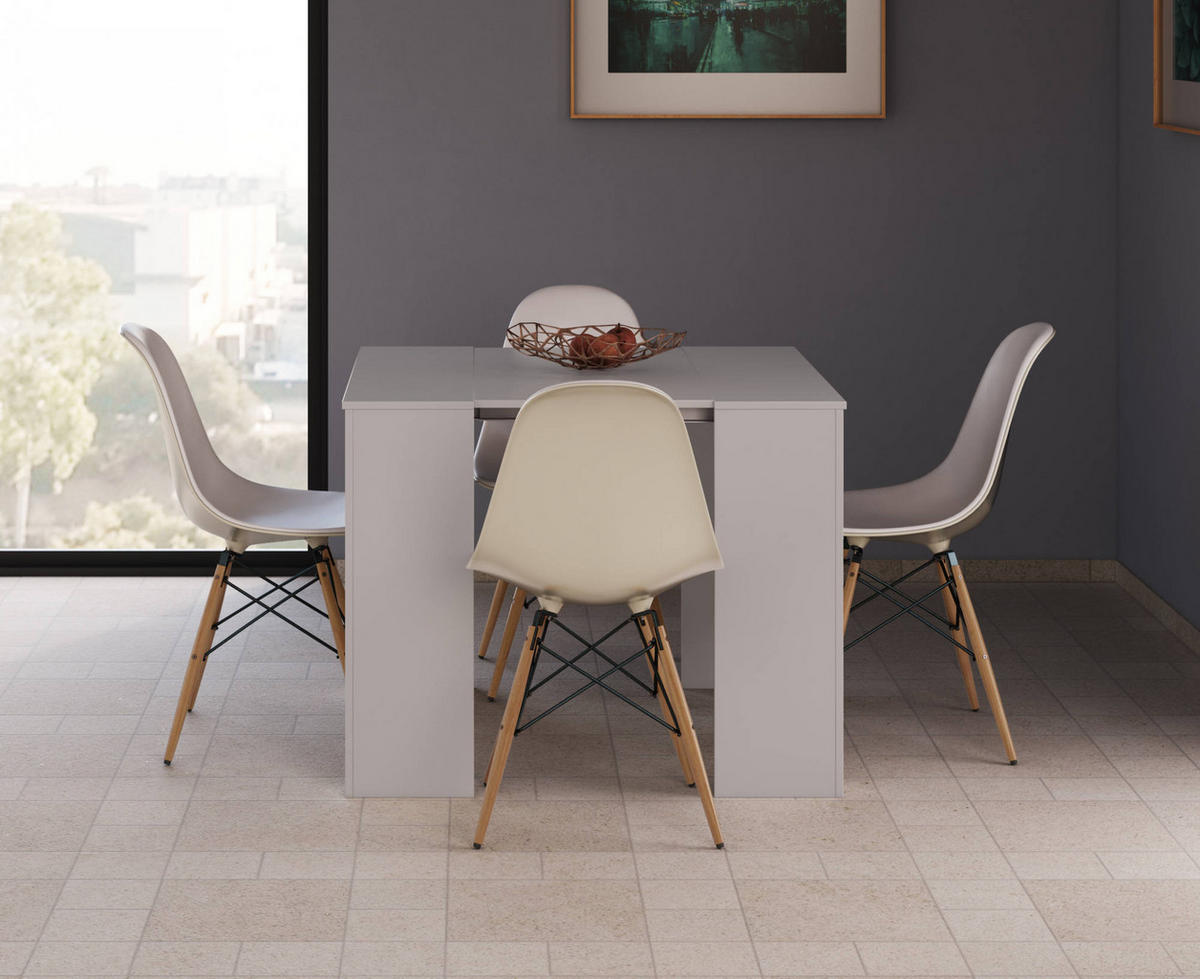 TISCH Ausziehbar Holzeffekt Glänzendes Weiß 51/90/78 cm - Weiß, Holzwerkstoff (90/78/51cm) - DMORA