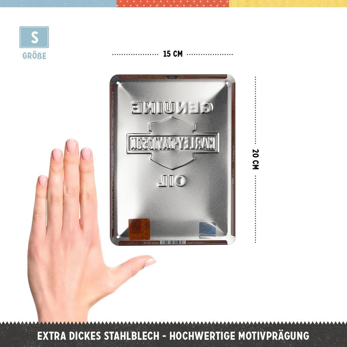 BLECHSCHILD 15/20 cm Harley-Davidson Genuine Oil - Multicolor, Metall (15/20/0.5cm) - Nostalgic-Art