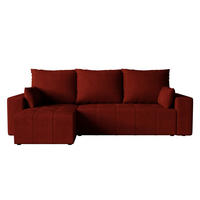 ECKSOFA Tico mit Bettkasten und Schlaffunktion, L-Form/XL-Form, Velourstoff, Universal - Weinrot, Holzwerkstoff (246/145cm) - 4ALL HOME
