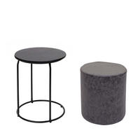 SITZHOCKER/BEISTELLTISCH Schwarz 2er-Set - Schwarz, Textil (39/53/39cm) - MCW