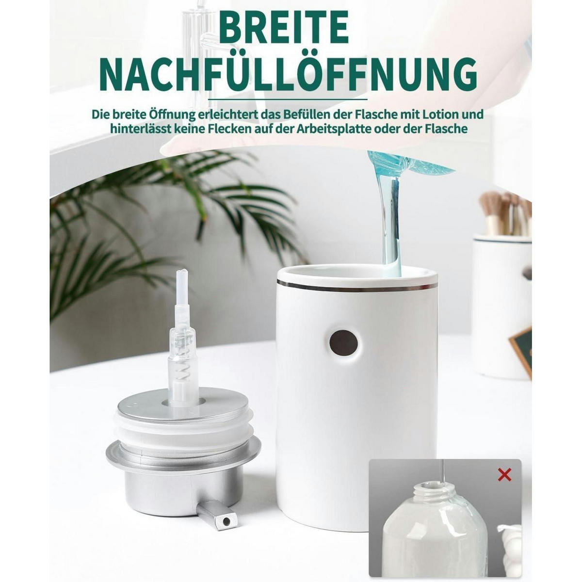 SEIFENSPENDER Keramik Weiß mit großem Pumpenkopf - Weiß, Keramik (7.9/14.1/7.9cm)