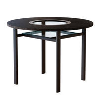 JEDÁLENSKÝ stôl z MDF a skla, priemer 100 cm, čierny s kovovou podnožou - čierna, kompozitné drevo (100/100/76cm) - BEAOK