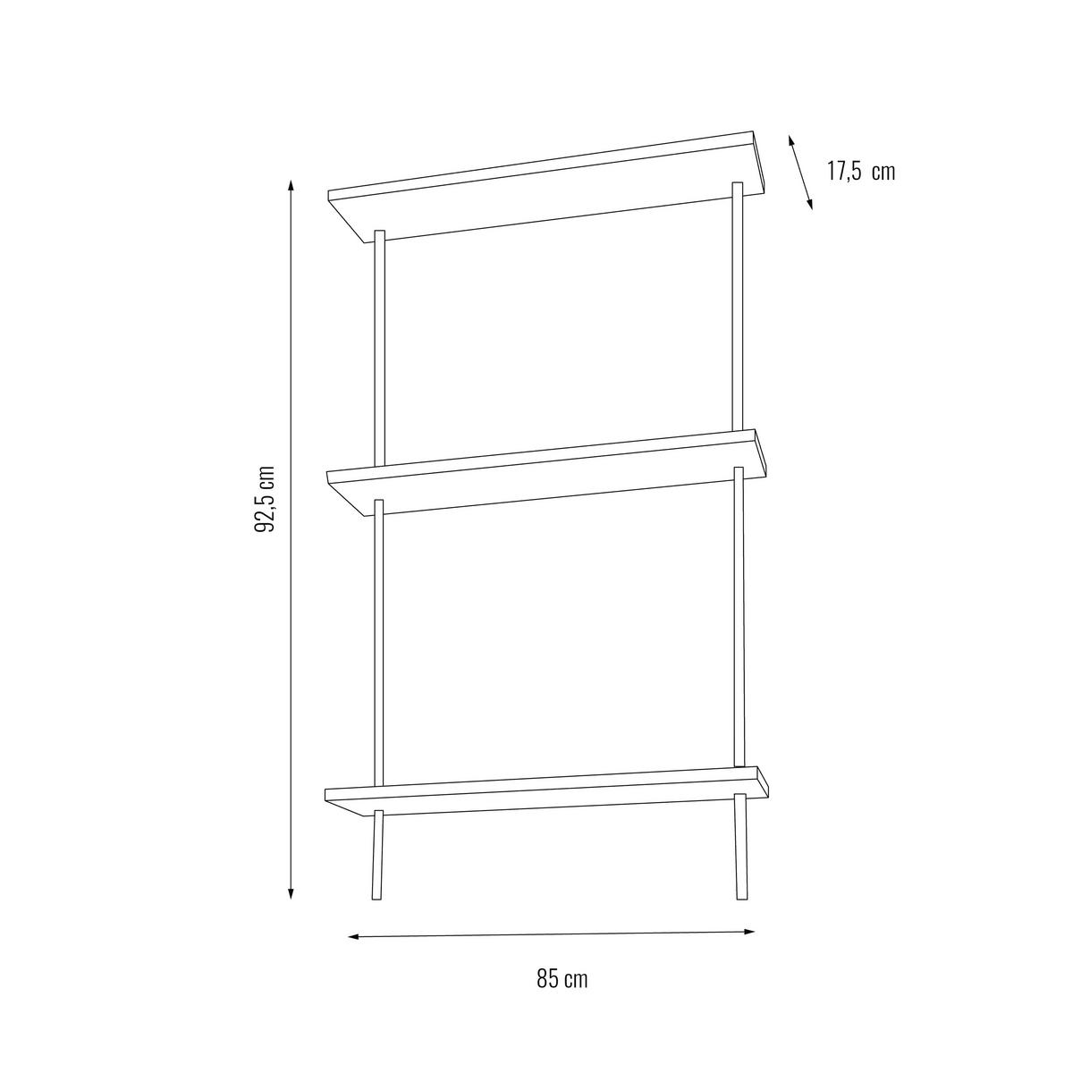 WANDREGAL DECO 92,5x85x17,5cm - Eiche San Remo, Metall (85/92.5/17.5cm) - AR Shelving