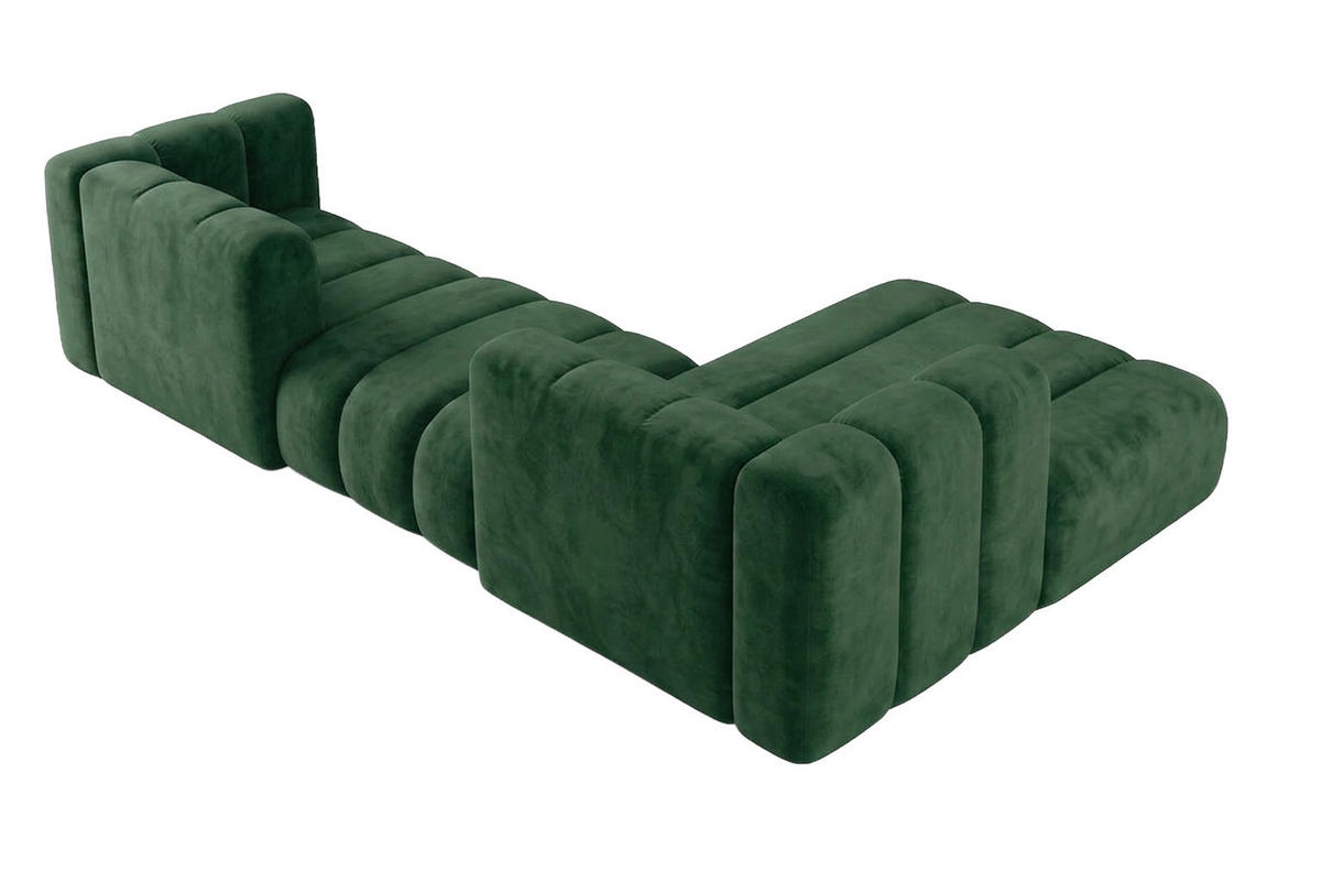 ECKSOFA Modulares In L-Form, Velvet-Stoff Riviera, Grün, Rechts, GRAND 319 cm - Grün, Holz (319/175cm) - Kaiser Möbel