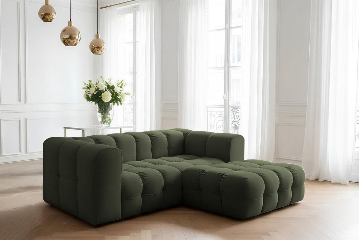 ECKSOFA Solvie Xs In Tiffani - Grün, Holzwerkstoff/Textil (239/193cm) - Fun Möbel
