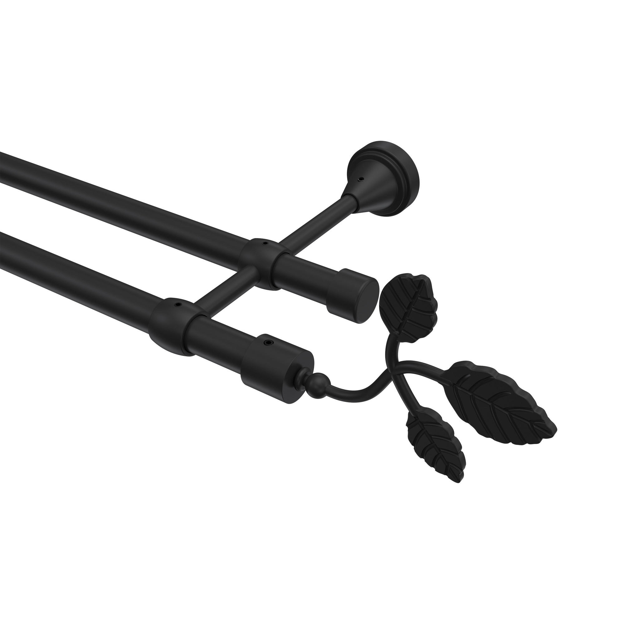 GARDINENSTANGE Primus Alessia 240 cm (geteilt in 2 x 120 cm), 2-läufig (ohne Ringe), 16 mm Ø Schwarz - Schwarz, Metall (240cm) - INTERDECO