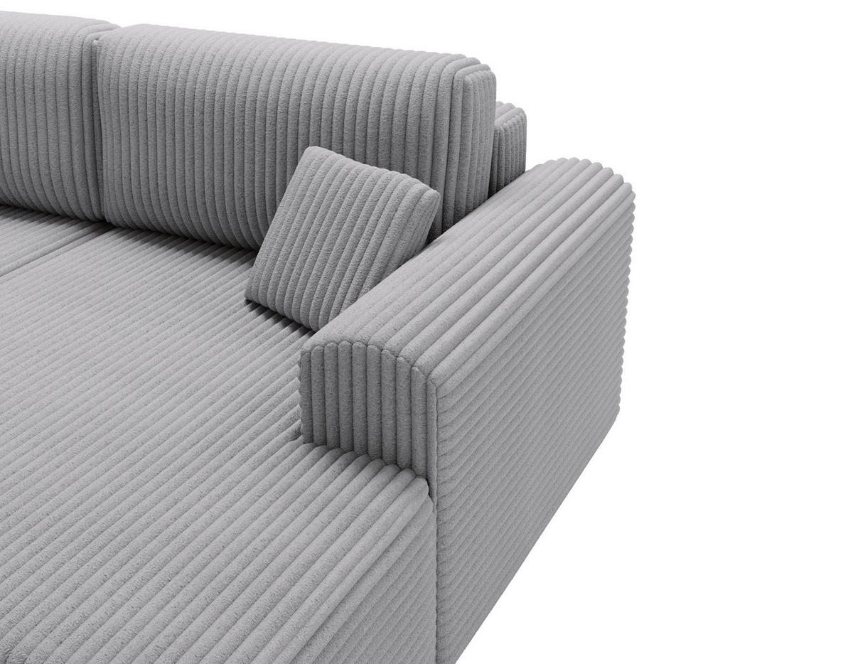 ECKSOFA Linea Hellgrau, Sofa mit Schlaffunktion, rechte seite - Hellgrau, Holzwerkstoff/Textil (257/177cm) - Bettso