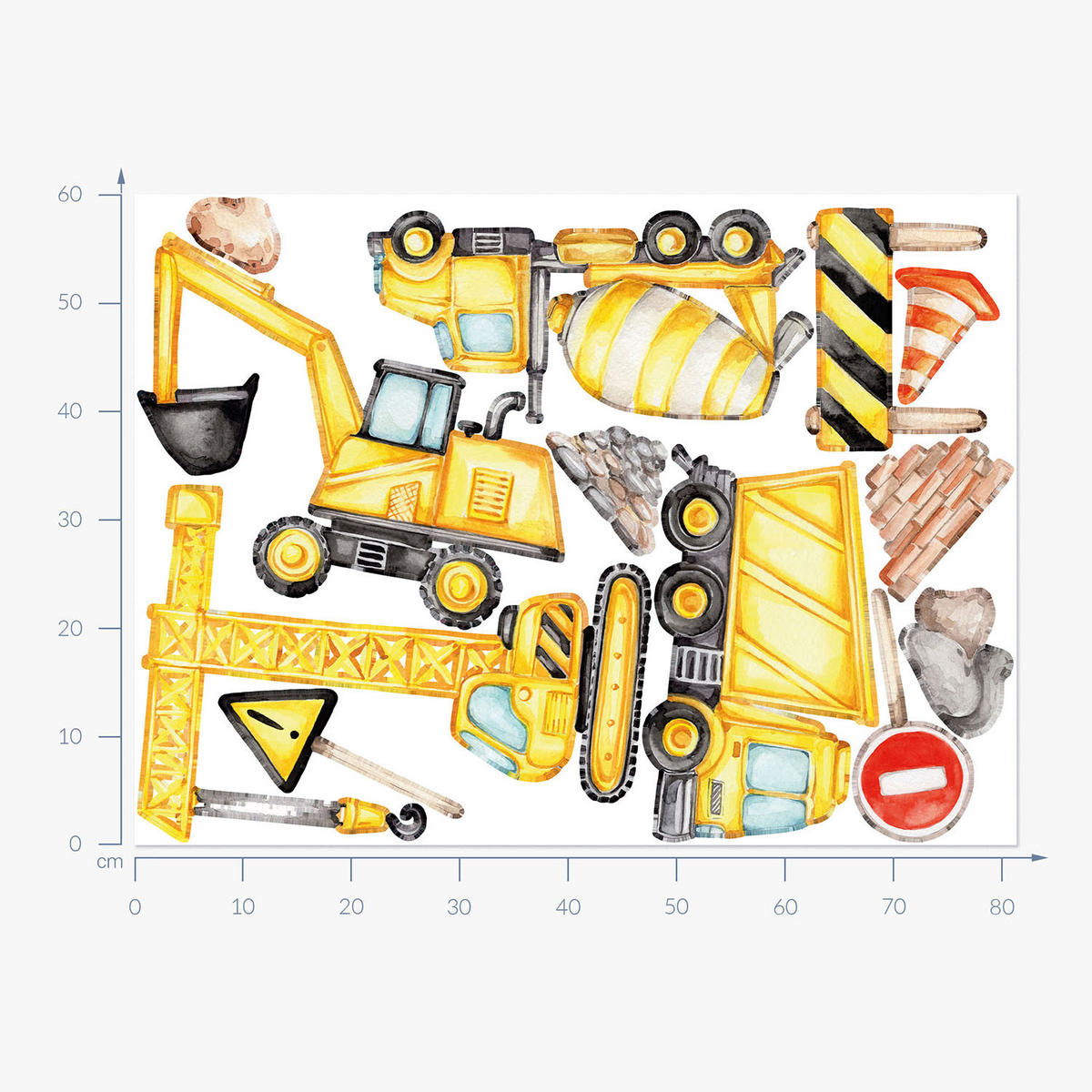AUFKLEBER 60x81 cm Fahrzeuge und Baumaschinen - Gelb, Kunststoff (60/81/0.1cm) - TULUP