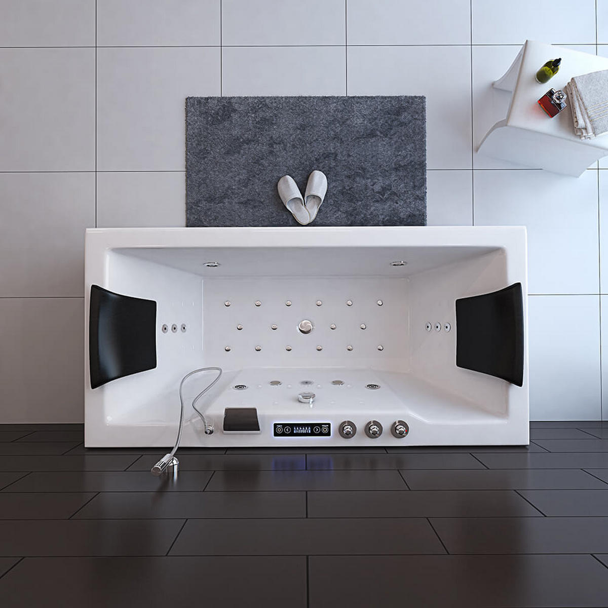 WHIRLPOOL LAGUNA PURE M - ohne Glasscheibe, 180 x 90 cm - Weiß, Keramik (180/55/90cm) - Home Deluxe