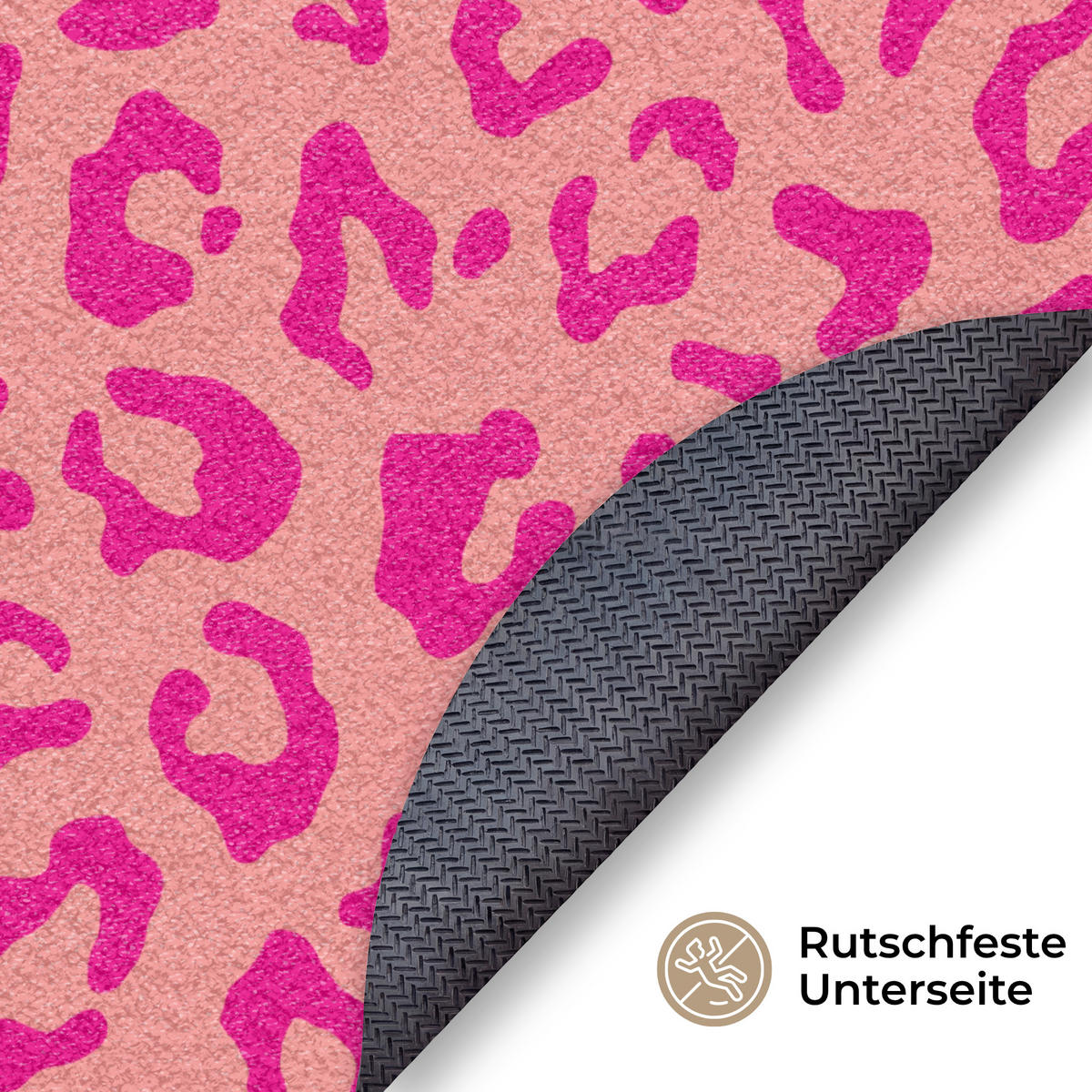 FUSSMATTE Pantherdruck - Rosa - Tierdruck - Minimalistisch Sauberlaufmatte 120x120 cm - Pink, Kunststoff (120/120cm) - MuchoWow