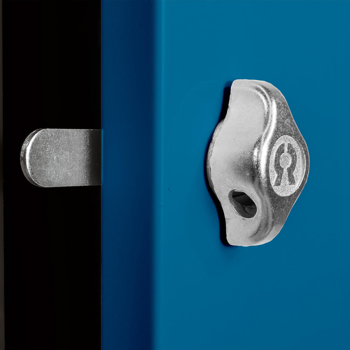 SCHLIESSFACHWÜRFEL Blocky mit Drehriegelschloss für Vorhängeschloss 40x40x40cm Lichtgrau/Lichtblau - Blau/Grau, Metall (40/40/40cm) - PROREGAL