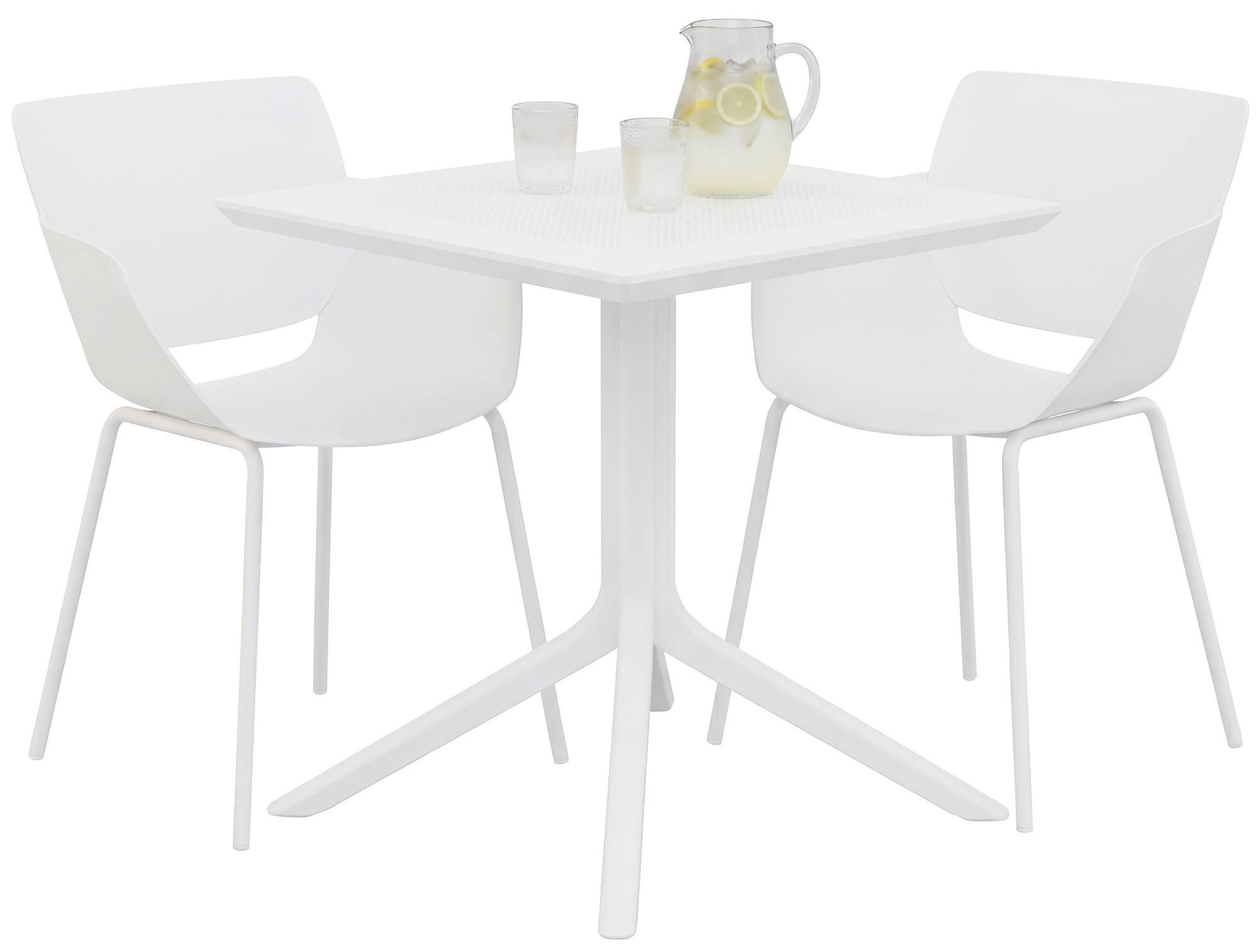 GARTENMÖBEL-SET Hanna 2 Stühle 188x80x80cm Kunststoff Weiß Balkonset - Weiß, Kunststoff - DELUKE