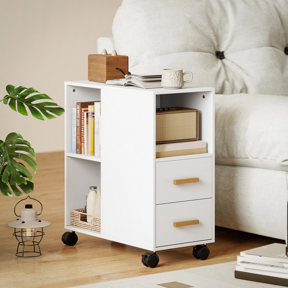 DRUCKERSTÄNDER Spanplatte Weiß - Schwarz/Weiß, Holzwerkstoff/Kunststoff (30/65/60cm) - HOMCOM