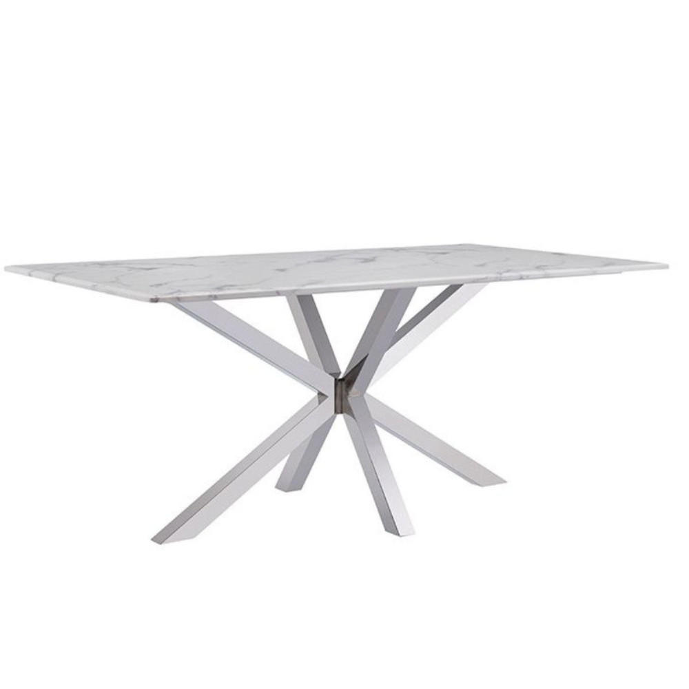 ESSTISCH Terni 180 mit edlen Edelstahlbeinen - Silberfarben, Glas (180/100/76cm) - alesvelt