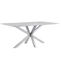 ESSTISCH Terni 180 mit edlen Edelstahlbeinen - Silberfarben, Glas (180/100/76cm) - alesvelt