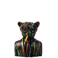 LEOPARD FARBFLECKEN - Schwarz, Glas/Naturmaterialien (19.5/31.5/26cm) - J-Line