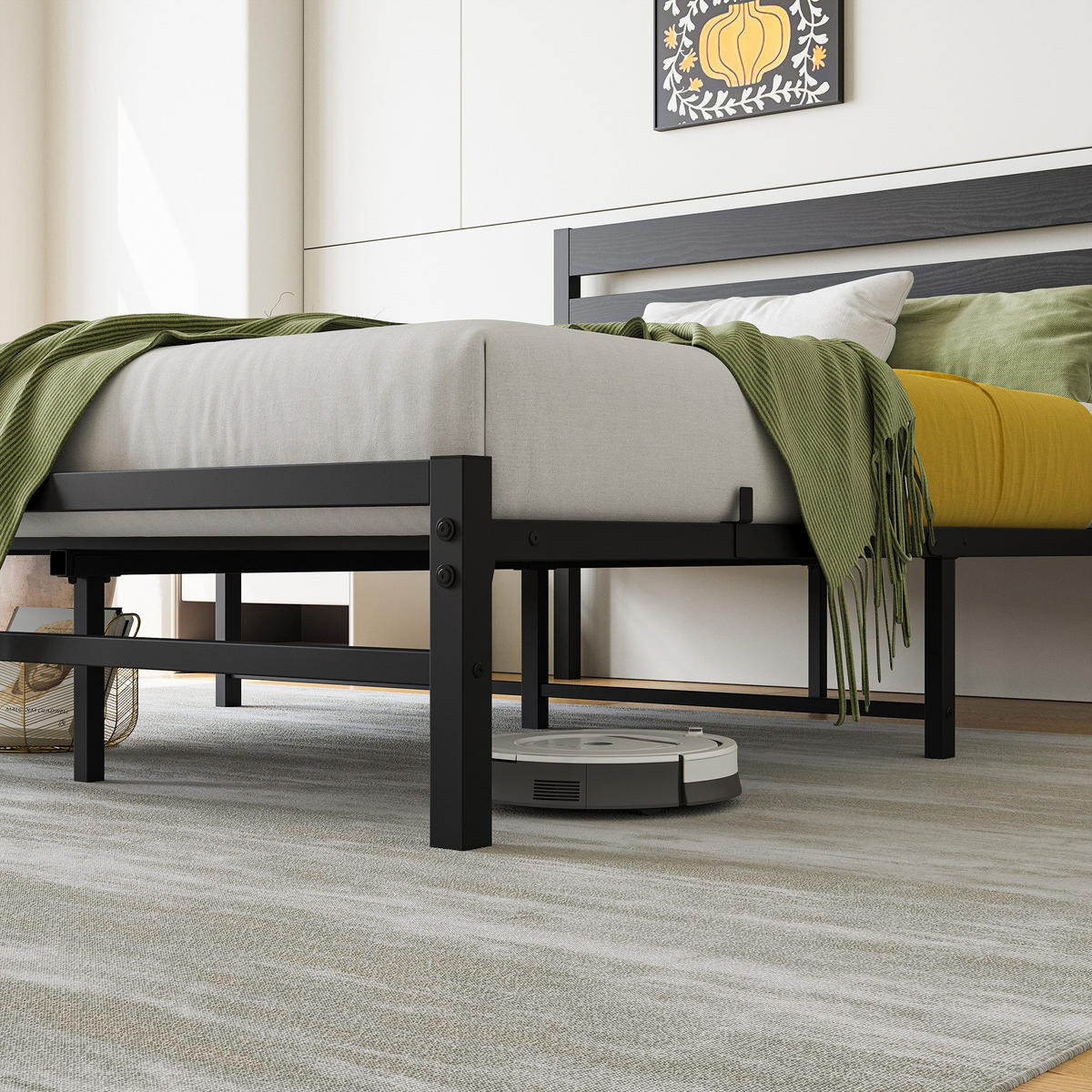 METALLBETT 140/200 cm in Schwarz mit MDF-Kopfteil - Schwarz, Holzwerkstoff/Metall (140/200cm) - CHICFURN