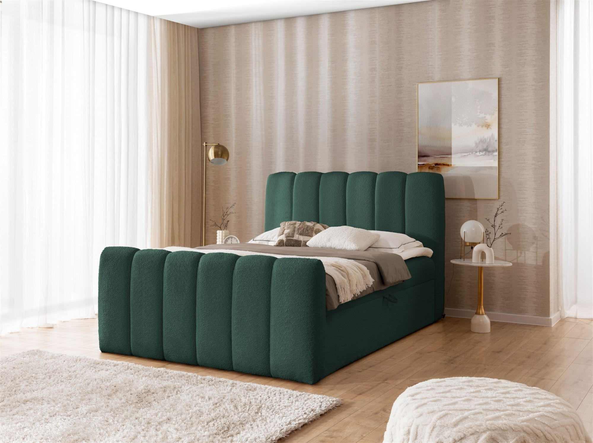 BOXBETT Denis - Grün, Holzwerkstoff/Textil (120/200cm) - Fun Möbel