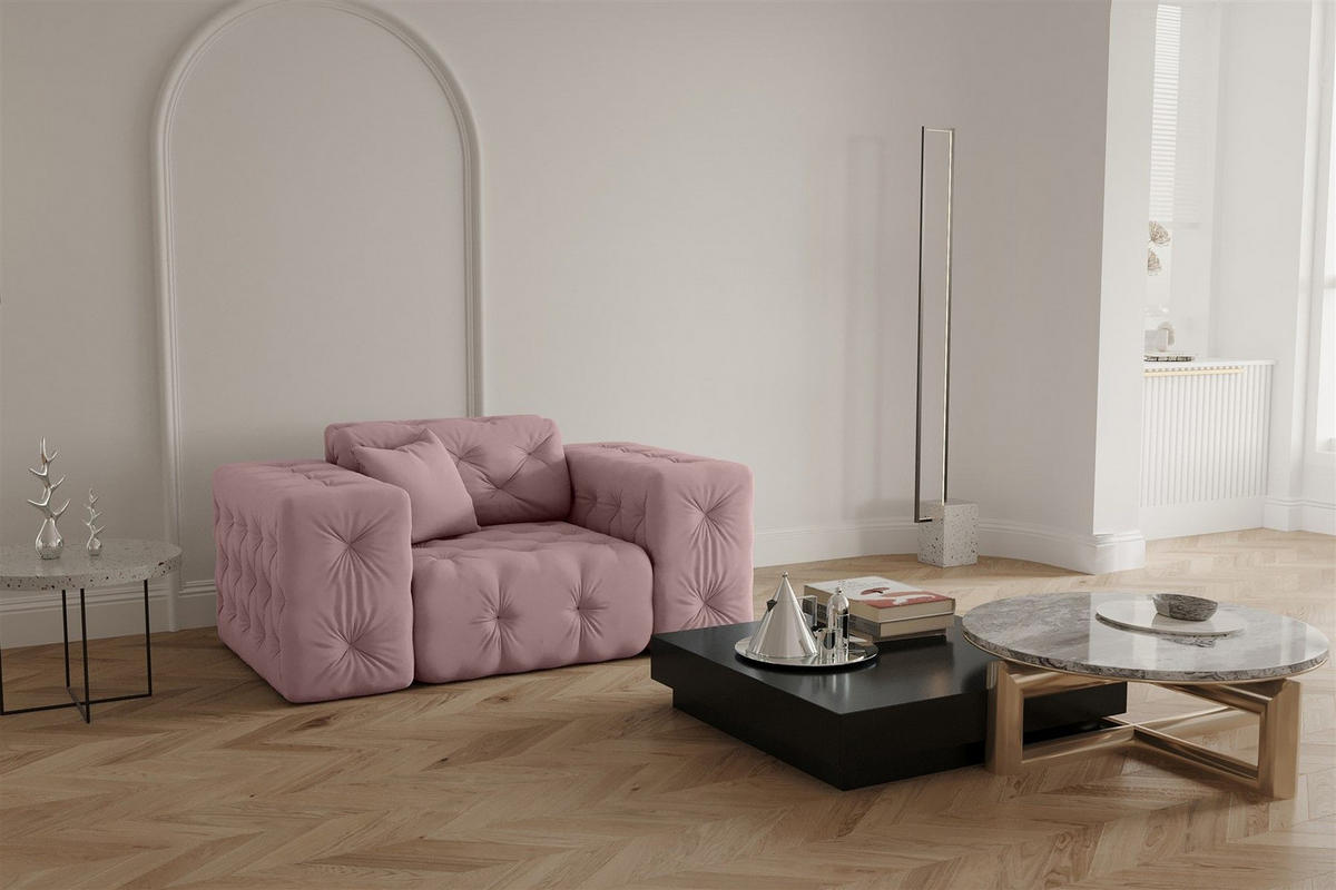 SESSEL Chantal - Pink, Holzwerkstoff/Textil (121/78/96cm) - Fun Möbel