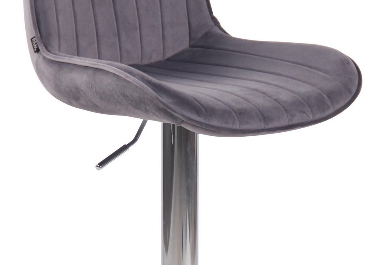 BARHOCKER Lento Gestell Metall in Chromoptik Samt Dunkelgrau - Chromfarben/Grau, Textil/Metall (50/108/50cm) - TPFLiving